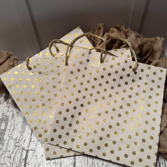 Natural Fiber Gift Bags Set of 3 Cream and Gold - Picture 2 of 2